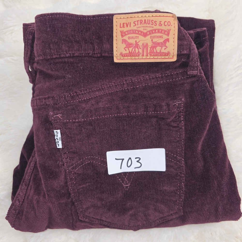 Levi's 505 Corduroy Pants Women 10M W30 L32 Burgundy Excellent Straight Leg - Picture 13 of 13